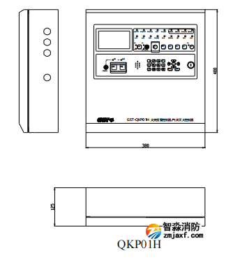 海灣GST-QKP01H、 GST-QKP02H、 GST-QKP04H 型氣體滅火控制器/火災報警控制器示意圖 海灣GST-QKP01H、 GST-QKP02H、 GST-QKP04H 型氣體滅火控制器/火災報警控制器示意圖