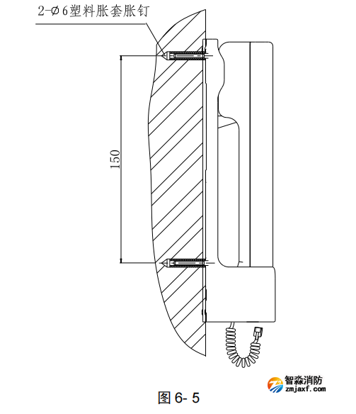 海灣GST-TS-100A/100B型消防電話分機安裝圖